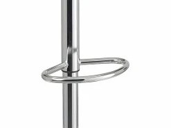 Lote de 2 taburetes de bar de diseño, asiento con respaldo bajo, cojín de cuero sintético, giratorio, altura ajustable, base de cromo SIG (blanco)^Kayelles Best