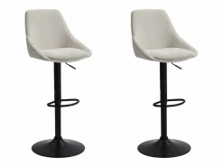 Vente-unique Lote de 2 taburetes de bar de pana y metal - Altura ajustable - - MASURIE Crema Sale