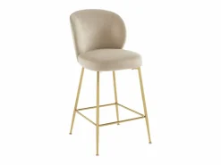 Vente-unique Muebles De Bar|Taburete Alto|Lote de 2 taburetes de bar de terciopelo y metal dorado - - POLPONA de Pascal MORABITO