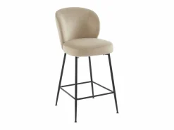 Vente-unique Muebles De Bar|Taburete Alto|Lote de 2 taburetes de terciopelo y metal negro - - POLPONA de Pascal MORABITO