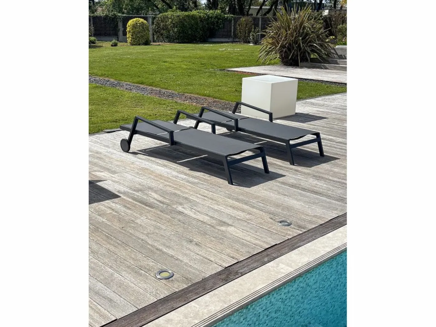 Lote de 2 tumbonas de aluminio y lona plastificada^Paris Garden Outlet