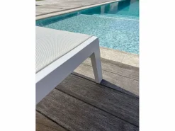 Paris Garden Lote de 2 tumbonas de aluminio y lona plastificada Blanco Hot