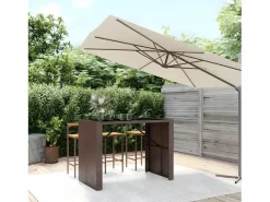 Garden Furniture Lou Mesa alta bar superficie vidrio ratán PE marrón 145x80x110 cm Marru00f3n Hot