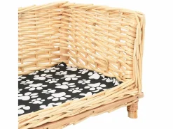 Garden Furniture Cama De Animales De Compañía|Louis-Léon Cesta para perros con cojín sauce natural 90x54x35 cm