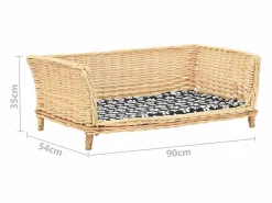 Garden Furniture Cama De Animales De Compañía|Louis-Léon Cesta para perros con cojín sauce natural 90x54x35 cm
