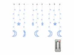 vidaxl Guirnalda Luminosa|Luces estrella y luna 138 LEDs azul con control remoto