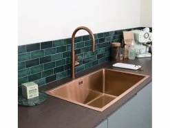 Essebagno Luisa fregadero 1 cubeta grande 76x45 en acero inoxidable cobre cepillado Cobrizo Online