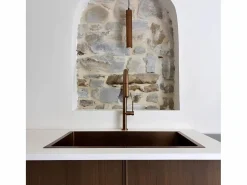 Essebagno Luisa fregadero 1 cubeta grande 76x45 en acero inoxidable cobre cepillado Cobrizo Online