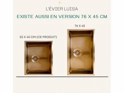 Essebagno Luisa fregadero 1 cubeta grande 76x45 en acero inoxidable cobre cepillado Cobrizo Online