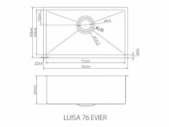 Essebagno Luisa fregadero 1 cubeta grande 76x45 en acero inoxidable oro cepillado Dorado