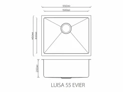 Essebagno Luisa fregadero 1 cubeta 55x45 en acero inoxidable cobre cepillado Cobrizo Clearance
