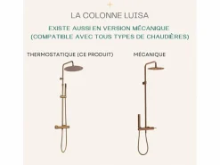 Essebagno Columna De Ducha|Luisa II Columna de ducha termostática de cobre cepillado