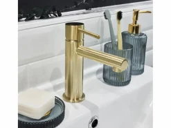 Essebagno Luisa mezclador de lavabo bajo oro cepillado Dorado Clearance