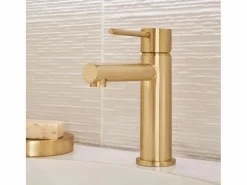Essebagno Luisa mezclador de lavabo bajo oro cepillado Dorado Clearance