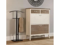 Versa Lund Galán de Noche Moderno Multifuncional con 2 Perchas o Colgadores para Ropa de Hombre o Mujer, , 100x20x52cm Negro Hot