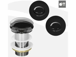 LuxeBath Desagüe universal para lavabo y lavamanos sin rebosadero válvula de drenaje Pop Up acero inoxidable brillante 1 1/4 Pulgadas Negro Online