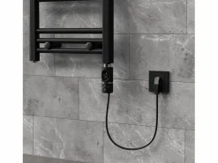 Toallero Eléctrico|Luxebath Elemento calefactor eléctrico 900W acero inoxidable negro para radiador con termostato y pantalla digital, regulador con modo temporizador