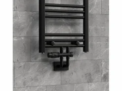 LuxeBath Juego griferia multiblock paso suelo cabezal termostático para radiador baño conexión central, bloques grifos y válvula calefactor Negro Online