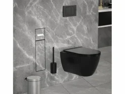 LuxeBath Estantería Sobre Inodoro|Módulo de armario empotrado para baño de acero inoxidable mate 60x20cm con tapa y escobilla WC nicho pared alicatable oculto encastrado