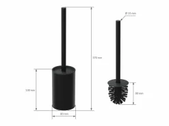LuxeBath Módulo de armario empotrado para baño de acero inoxidable mate 60x20x10 cm con escobilla WC nicho de pared alicatable oculto encastrado Negro Hot