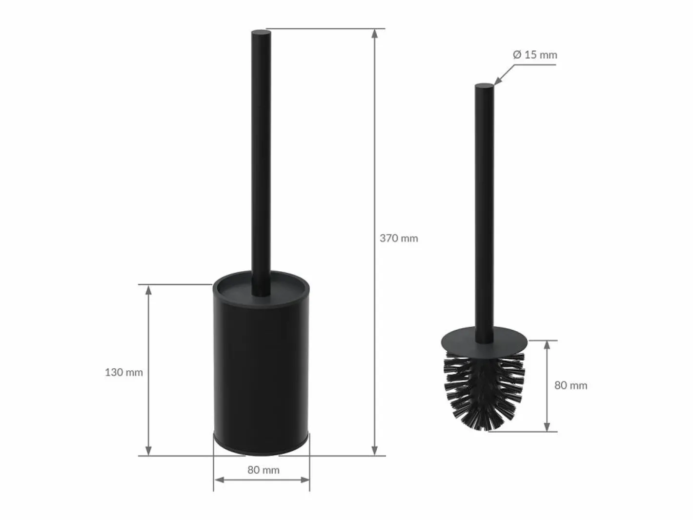 LuxeBath Módulo de armario empotrado para baño de acero inoxidable mate 60x20x10 cm con escobilla WC nicho de pared alicatable oculto encastrado Negro Hot