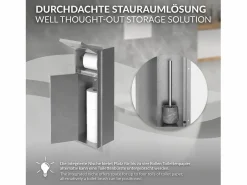 LuxeBath Módulo de armario empotrado para baño de acero inoxidable 60x20cm con tapa y escobilla WC nicho pared alicatable oculto encastrado Plateado Online