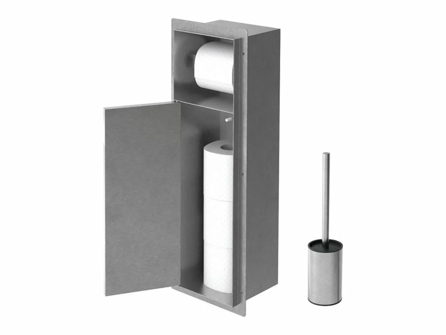 Módulo de armario empotrado para baño de acero inoxidable 60x20x10 cm con escobilla WC nicho de pared alicatable oculto encastrado^LuxeBath Clearance