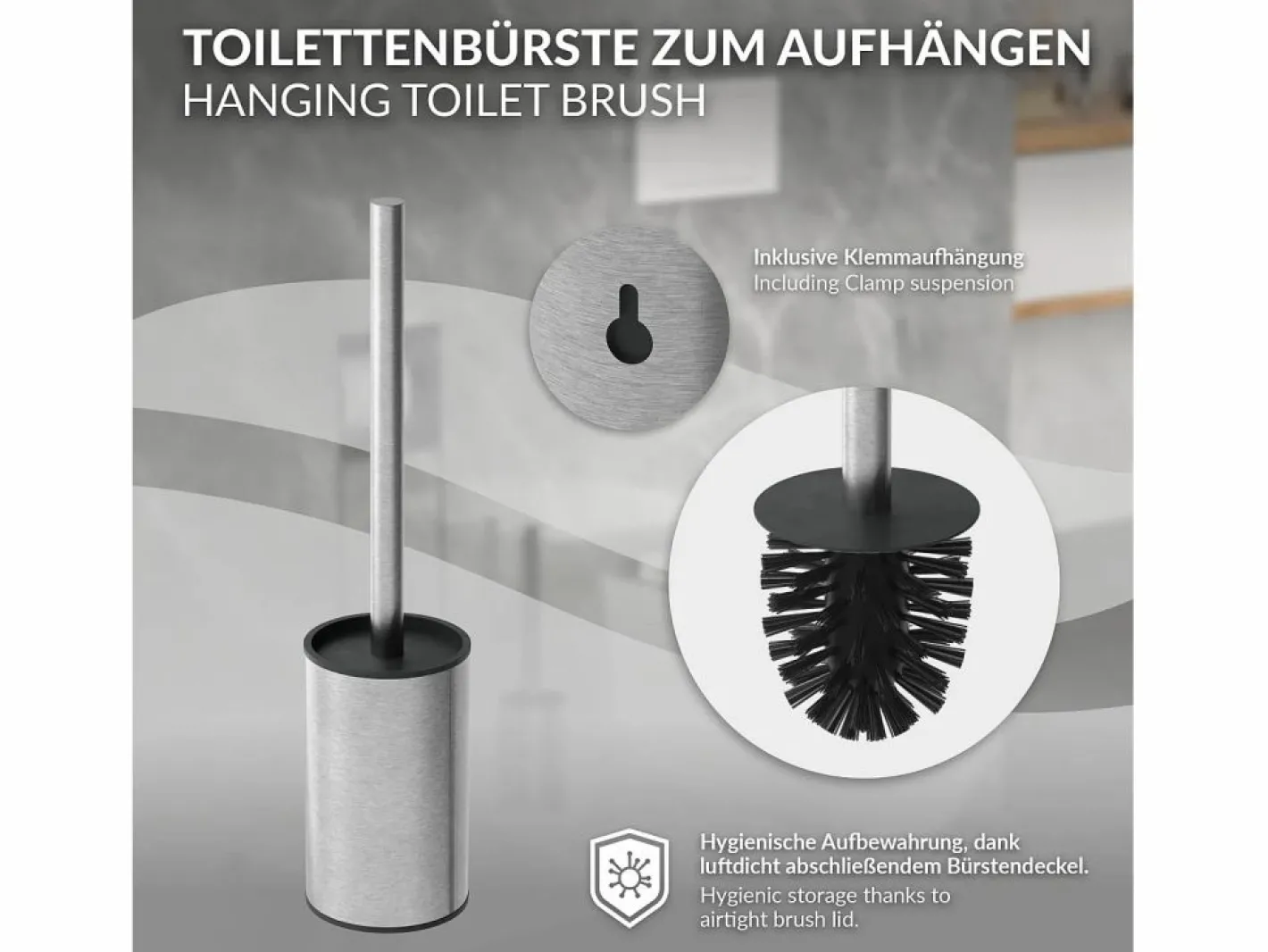 Módulo de armario empotrado para baño de acero inoxidable 60x20x10 cm con escobilla WC nicho de pared alicatable oculto encastrado^LuxeBath Clearance