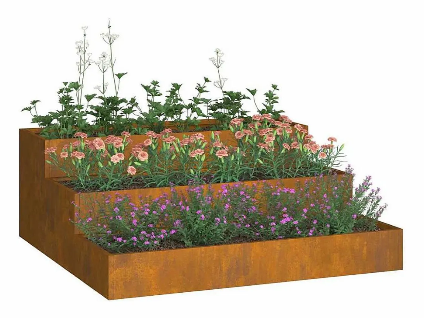 Macetero|Maceta para Jardín | Jardinera | Macetero Oxidado 90 x 90 x 35 cm Acero oxidado