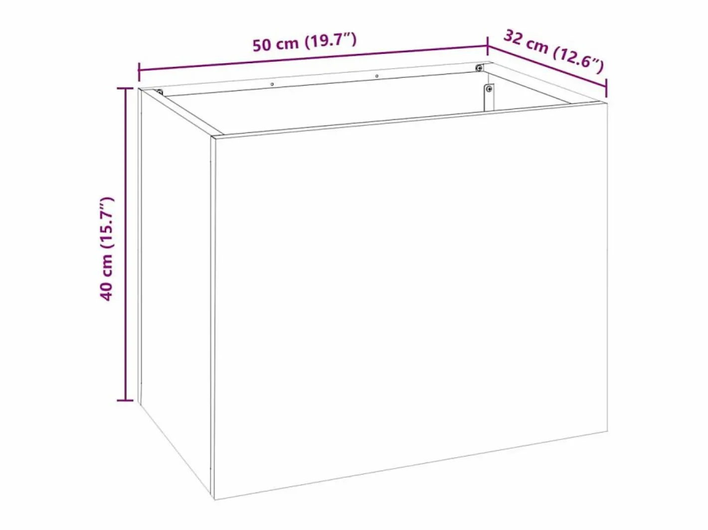 Macetero|Maceta para Jardín | Jardinera | Macetero 50 x 32 x 40 cm Acero laminado en frío