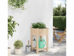 Maceta para Jardín | Jardinera | Macetero con estante 45 x 45 x 76.5 cm Beige Outlet