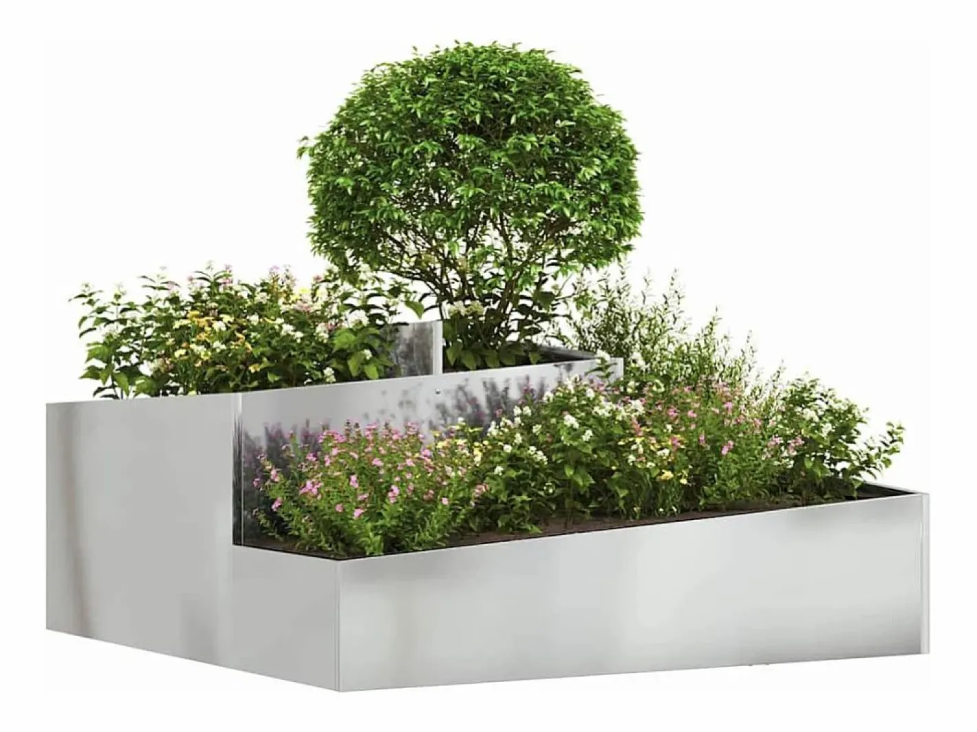 Maceta para Jardín | Jardinera | Macetero 100 x 100 x 50 cm Acero galvanizado Plateado Best