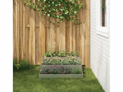 Maceta para Jardín | Jardinera | Macetero 90 x 90 x 35 cm Acero galvanizado Plateado New