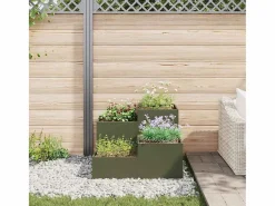 Maceta para Jardín | Jardinera | Macetero oliva 80 x 80 x 60 cm Acero Verde