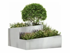 Maceta para Jardín | Jardinera | Macetero 80 x 80 x 50 cm Acero galvanizado Plateado Sale
