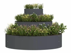 Maceta para Jardín | Jardinera | Macetero Antracita 90 x 90 x 20 cm Acero Gris Outlet