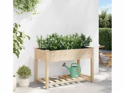 Maceta para Jardín | Jardinera | Macetero con estante 115 x 59 x 76.5 cm Beige New