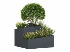 Maceta para Jardín | Jardinera | Macetero Antracita 60 x 60 x 50 cm Acero^