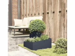 Maceta para Jardín | Jardinera | Macetero Antracita 60 x 60 x 50 cm Acero^