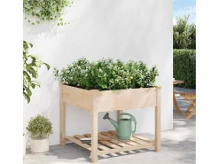 Maceta para Jardín | Jardinera | Macetero con estante 90 x 90 x 76.5 cm Beige Clearance