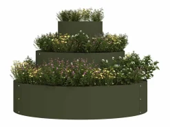Maceta para Jardín | Jardinera | Macetero oliva 90 x 90 x 20 cm Acero Verde Discount