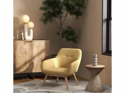 MALMO-Sillón de madera natural y tela Trendy Safran^Moloo Hot