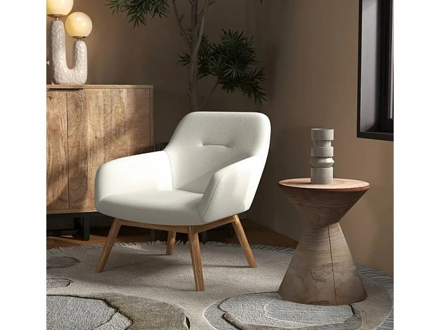MALMO-Sillón de madera natural y tela Trendy^Moloo Online