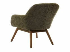 Moloo MALMO-Sillón de madera patinada nogal y tejido de rizo Army Verde Clearance