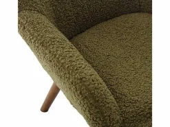 Moloo MALMO-Sillón de madera patinada nogal y tejido de rizo Army Verde Clearance