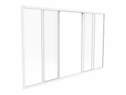 Vente-unique Mampara corredera de cristal RAVENA en cristal templado y aluminio con recubrimiento de polvo , 180x105 cm Blanco Discount