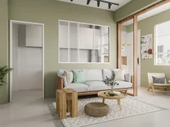 Vente-unique Mampara corredera de cristal RAVENA en cristal templado y aluminio con recubrimiento de polvo , 180x130 cm Blanco Clearance