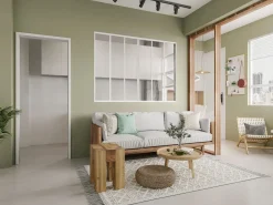 Vente-unique Mampara corredera de cristal RAVENA en cristal templado y aluminio con recubrimiento de polvo , 180x130 cm Blanco Clearance