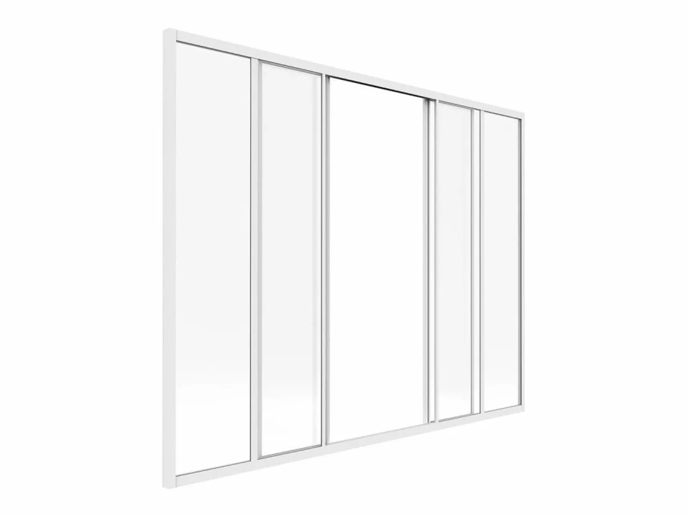 Vente-unique Mampara corredera de cristal RAVENA en cristal templado y aluminio con recubrimiento de polvo , 180x130 cm Blanco Clearance
