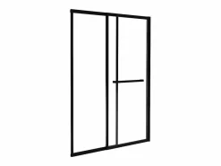 Shower & Design Mampara corredera para bañera de metal negro mate estilo industrial, 120x140 cm, WAIMEA Transparente / Negro Discount